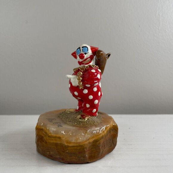 Ron Lee L-262 Clown Figurine Hand-Painted on Stone Base Red Polka Dots 1990 - Picture 1 of 11
